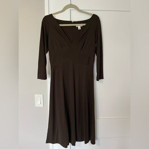 LOFT 3/4 sleeve brown dress